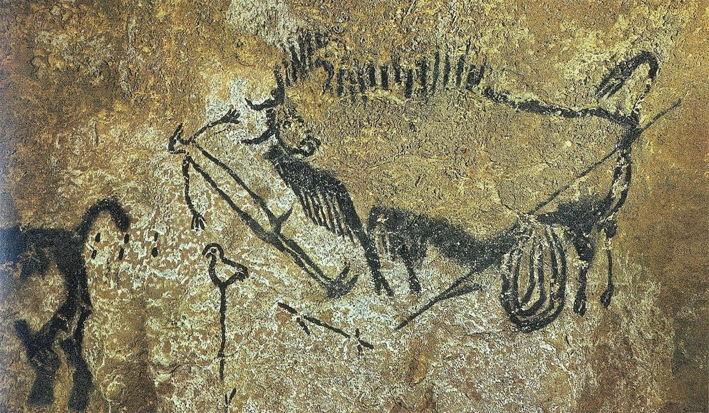 A halott ember és mellette a dárda, fején madárral – Lascaux (Franciaország) A halott ember és mellette a dárda, fején madárral – Lascaux (Franciaország)